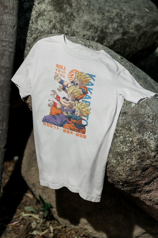 Camiseta Otaku (100% Algodón) Personajes Goku, Gohan y Goten de Dragon Ball