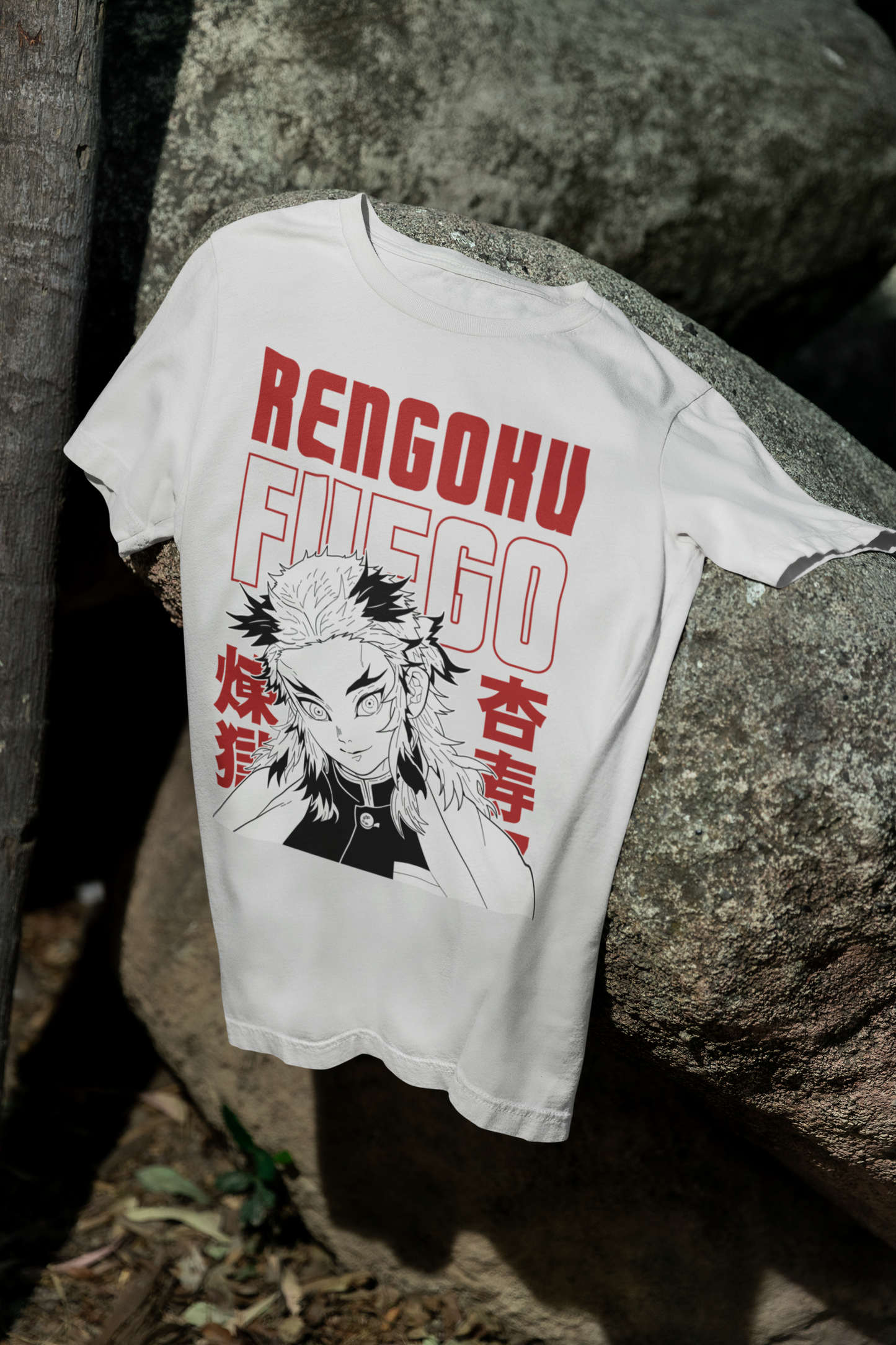 Camiseta Otaku (100% Algodón) Personaje Rengoku de Demon Slayer